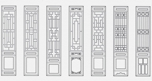 新安常用中式仿古花窗图案隔断设计图